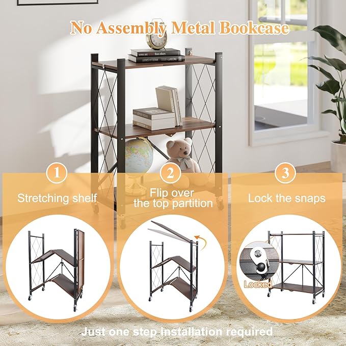 BAOYOUNI 3-Tier Vintage Industrial Bookshelf - Image 6