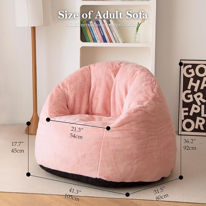 N&V Large Shell Bean Bag Chair, Adult Size Bean Bag Sack, Foam Filling - Image 2
