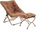 Tiita FoldedChair with Ottoman, Soft Faux Fur Oversized Folding Accent Chair by TiitaHome