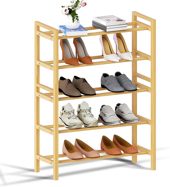 Haddockway Bamboo Shoe Rack for Closet, Free Standing Shoe Organizer by Haddockway