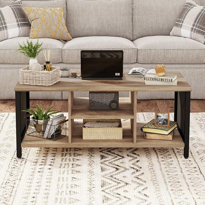 FATORRI Coffee Table for Living Room, Rustic Wood Center Table - Image 9