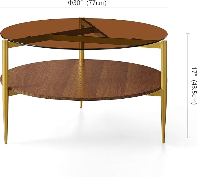Round Coffee Table, Mid-Century Modern Design, D30*H17 inch, - Image 2