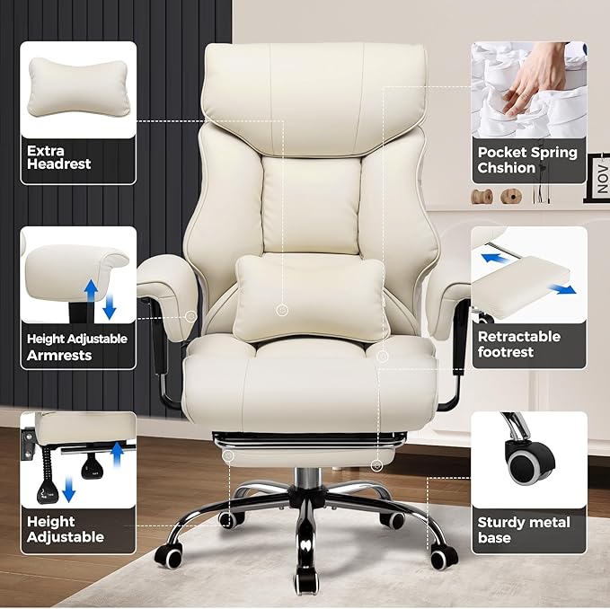 GTRACING Big and Tall Gaming Chair 400lbs Heavy Duty Office Chair - Image 4