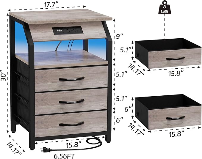 Night Stand Set of 2, Nightstands - Image 3