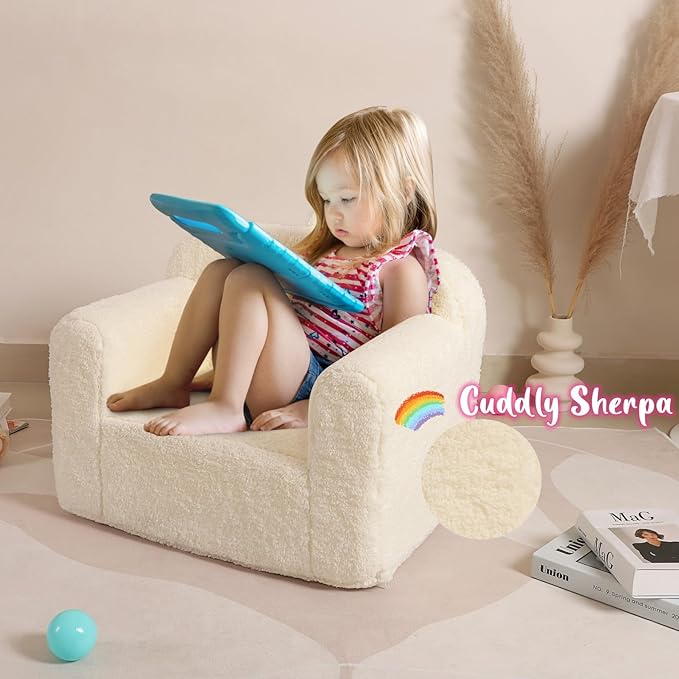 Kids Snuggly-Soft Sherpa Chair, Cuddly Toddler Foam Chair - Image 4