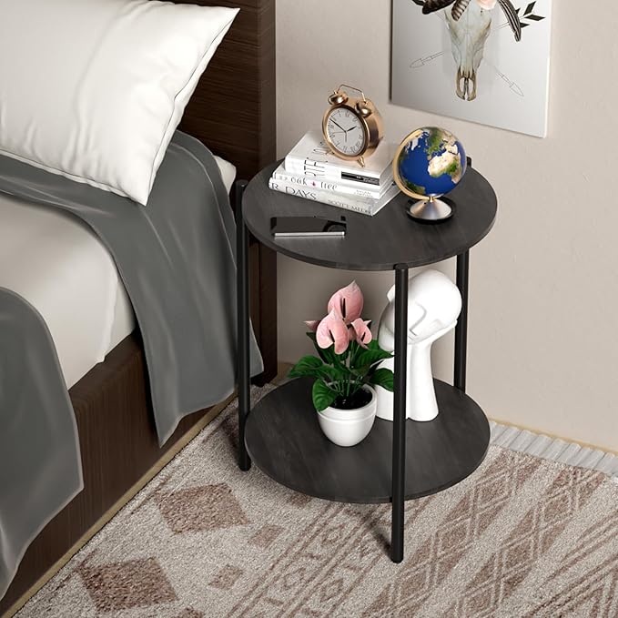 Round Side Table, 2-Tier Circle End Tables - Image 4