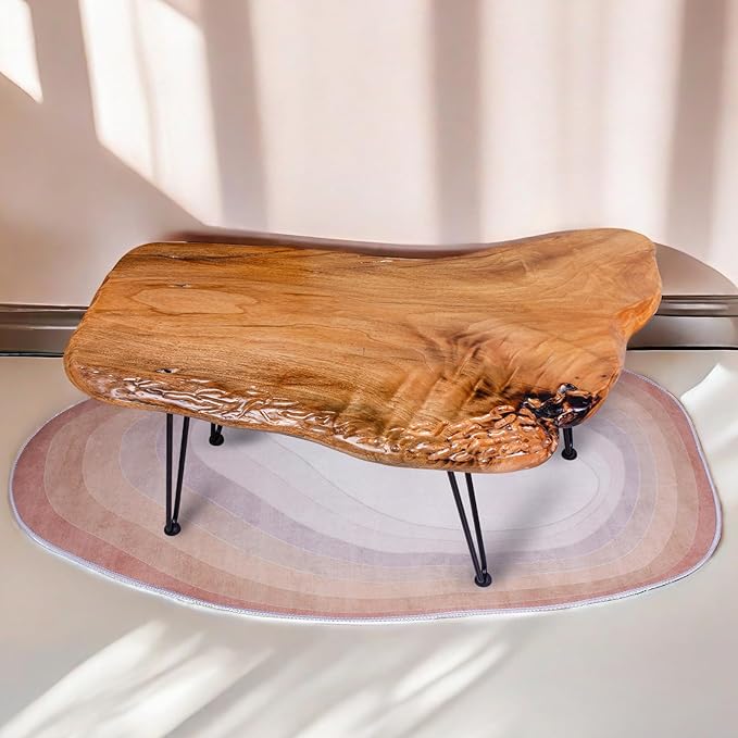 End Table with Epoxy Resin Craftsmanship and Natural Wood Finish by BTEOBFY