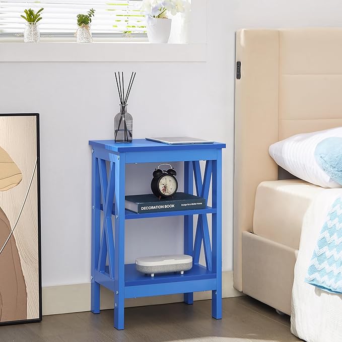 VECELO End Table Set of 2, Bedside Table, X-Design Reinforced Nightstands - Image 8