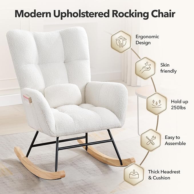 Nursery Rocking Chair, 300Lb Glider Chair - Image 5