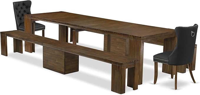X02DA-208-12 - 5-Pc Kitchen Table Set includes an Extendable Rectangle Kitchen - Image 2