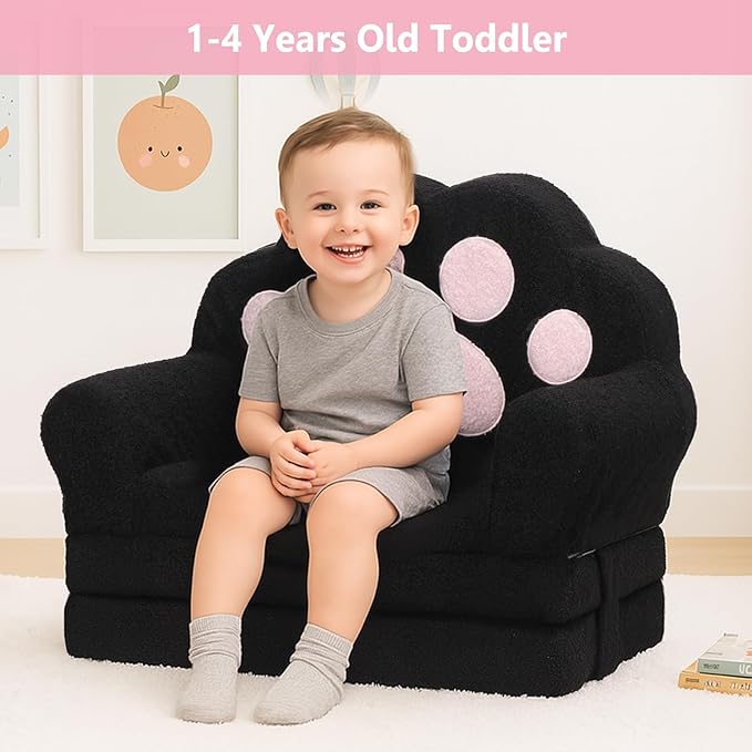 MONKISS Cat Paw Kids Couch, Toddler Chairs Comfy, Toddler Couch Bed Fold Out - Image 2