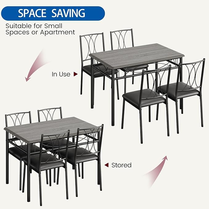 IDEALHOUSE Dining Table Set for 4, Kitchen Table and Chairs Set for 4, - Image 8