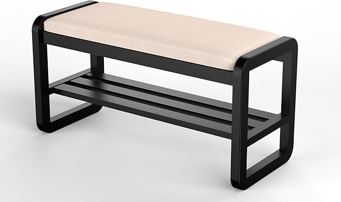 Solid Wood Shoe Rack, 2 Tier Shoe Storage Bench by Unknown