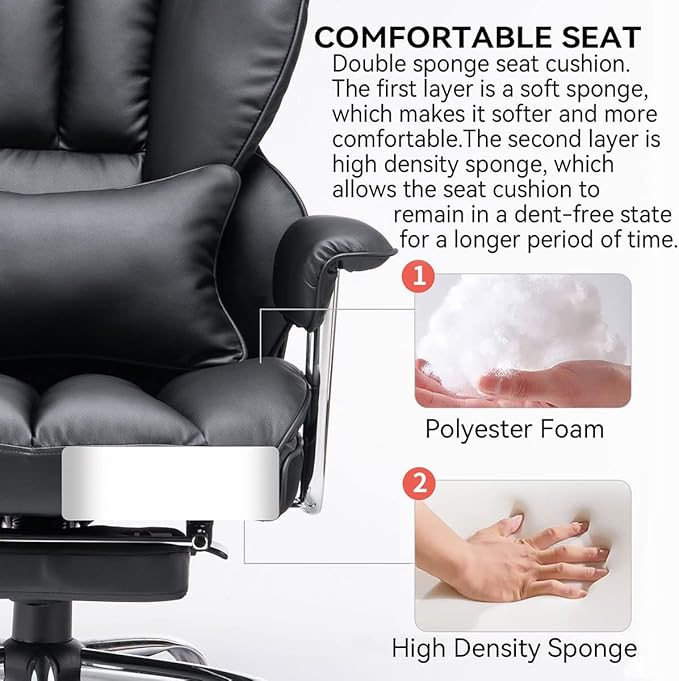 Efomao Desk Office Chair 400LBS, Big and Tall Office Chair, PU Leather Computer - Image 5
