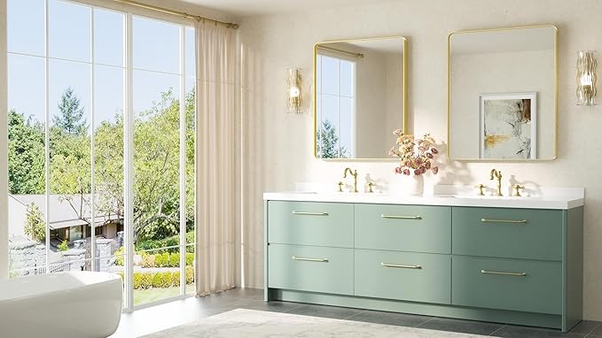 TETOTE Gold Mirrors for Wall 30 x 36 Inch Brushed Gold Bathroom Mirrors - Image 8