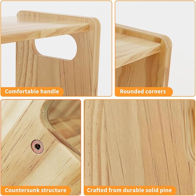 Wooden Step Stool for Kids, Supports 300 lbs Kids Toddler Stepping Stool - Image 5