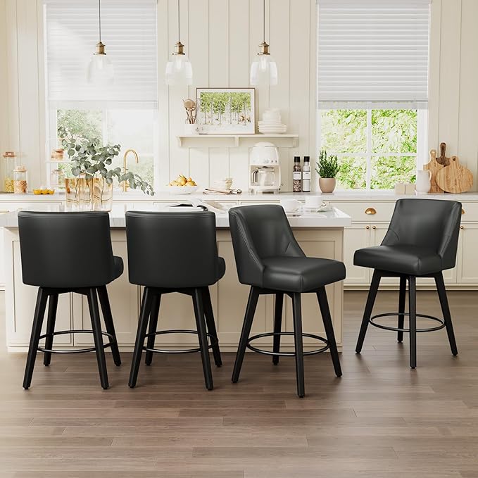 Vipbear Swivel Counter Height Bar Stools Set of 4, 26.8" H Counter Stools by VipbearLiving