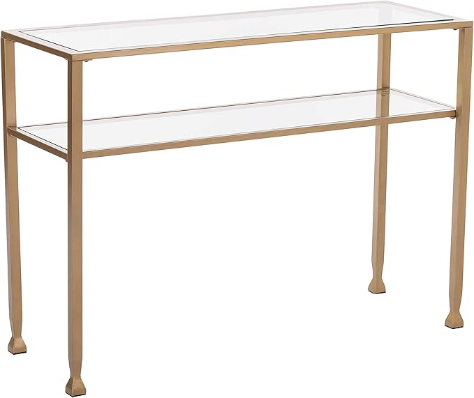 SEI Furniture Jaymes Metal & Glass 2-Tier Console Table, Soft Gold by SEIFurniture