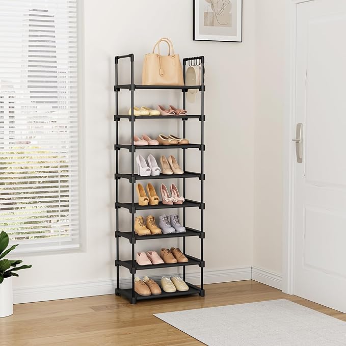 Tall Shoe Rack 8 Tiers, 16-20 Pairs Shoe and Boots Organizer Storage Sturdy - Image 2
