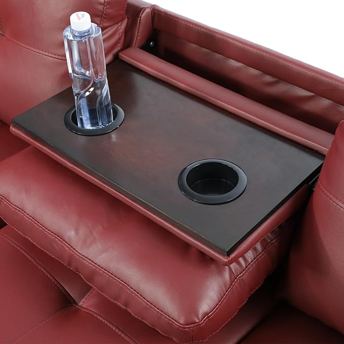LeatherL Shaped Couch with Ottoman, Modern Nail-Head Design Comfy Sectional - Image 5