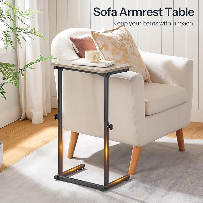 HOOBRO C Shaped End Table, Adjustable Height Side Table - Image 4