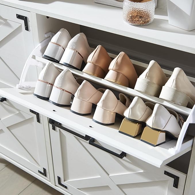 Shoe Storage Cabinet, Farmhouse Shoe Organizer - Image 7