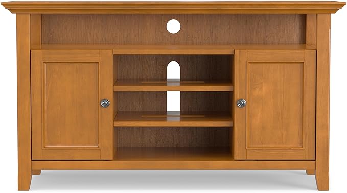 SIMPLIHOME Amherst 54-inch Wide Solid Wood TV Stand in Light Golden Brown - Image 6