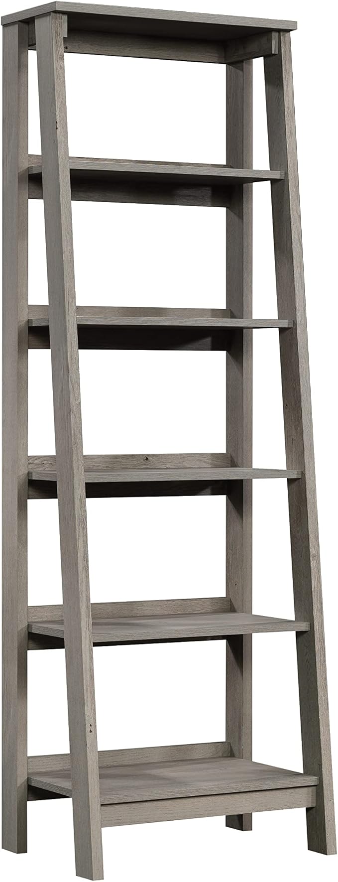 Sauder Ladder Bookshelf 5 Tier Trestle Ladder Shelf Wooden Bookcase, in Mystic by SAUDER%C2%AE