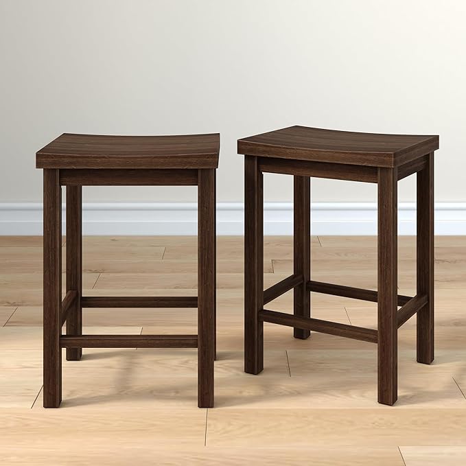 Grain & Grove Smith Collection Set of 2 Solid Wood Counter Height Bar Stools by GrainGrove