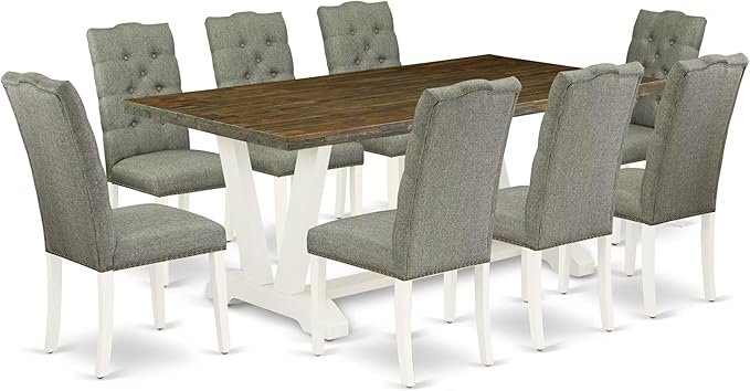 East West Furniture V077EL207-9 9 Piece Kitchen Table & Chairs Set Includes a by EastWestFurniture