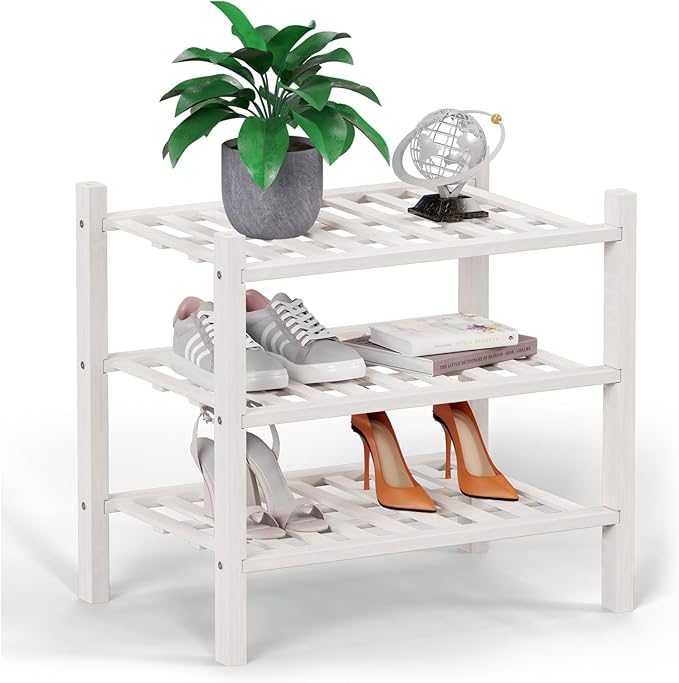 Haddockway small 3 Tier Bamboo Shoe Rack Storage Organizer, Small Space by Haddockway