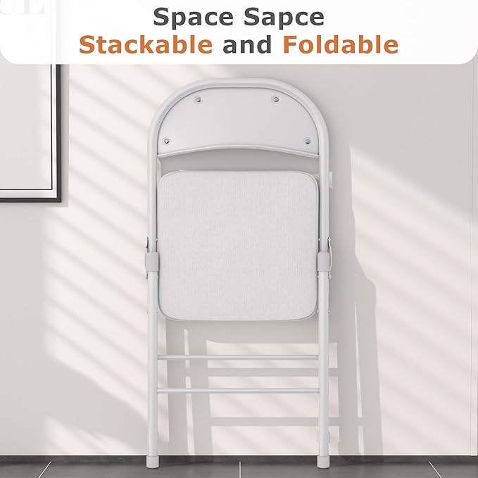 VECELO Padded Folding Chairs 4 Pack, Comfortable Cushioned Seat & Backrest - Image 7