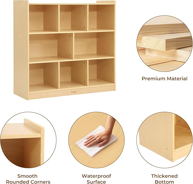 Toy Storage Organizer for Kids Room, Wooden Kids Bookshelf for Classroom - Image 7