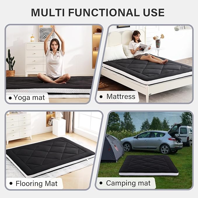 Welnow Japanese Futon Floor Mattress, Thick Full Size Tatami Mat Portable & - Image 8