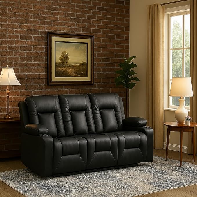 LUCKLIFE Leather Recliner Sofa Set by Unknown