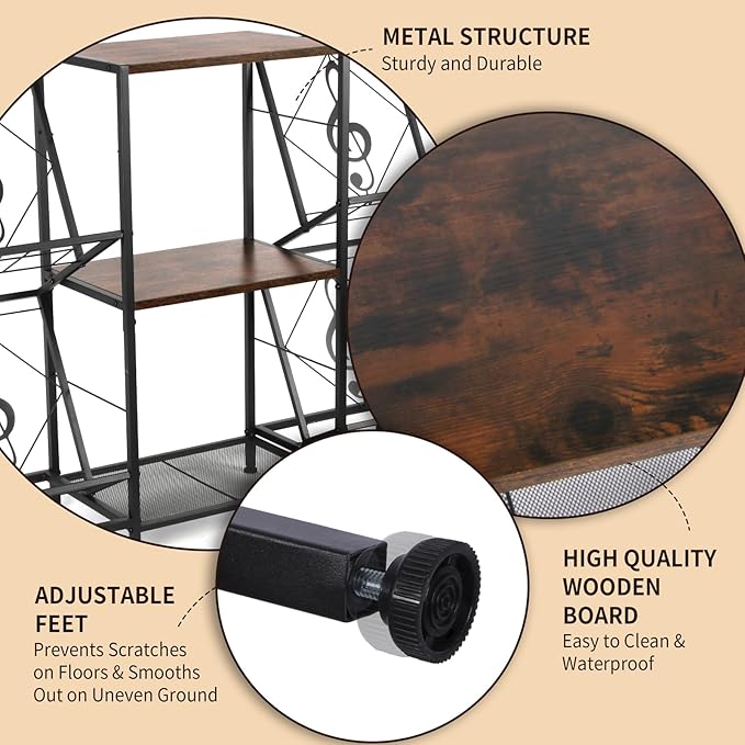 Record Player Stand with Vinyl Record Storage, Turntable Stand with 4-Tier - Image 6