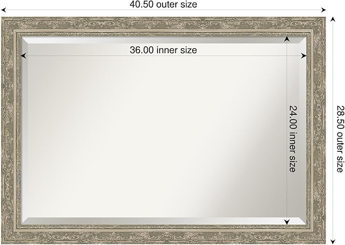 Amanti Art Bathroom Mirror for Over Sink, 29x41 Filigree Silver Rectangle - Image 3