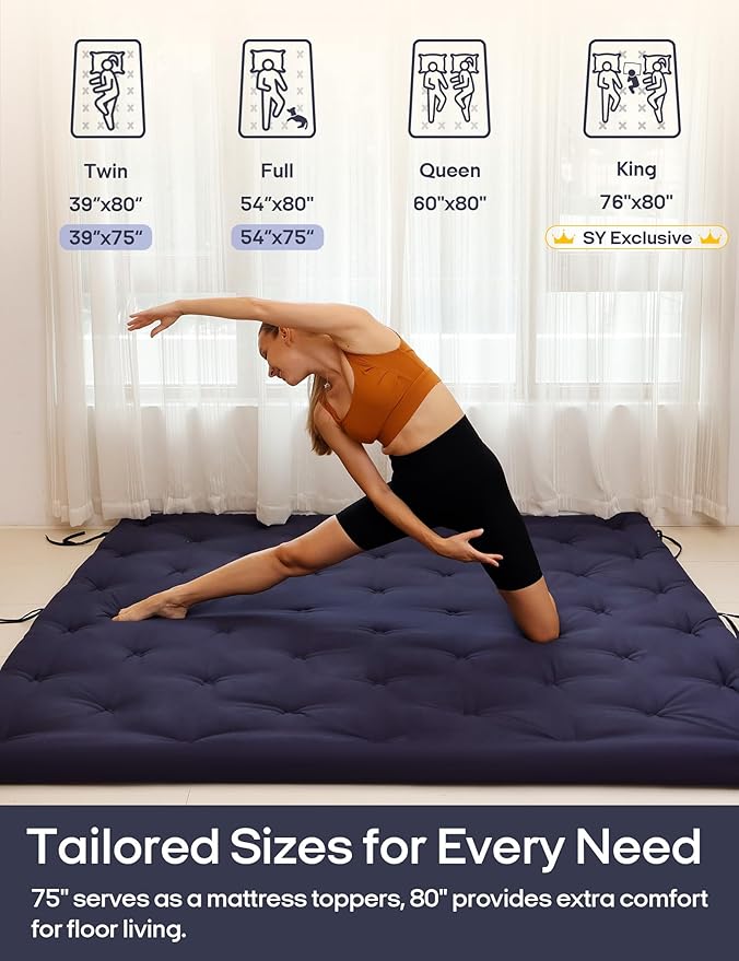 Syrinx Japanese Floor Futon Mattress, Foldable Tatami Sleeping Pad - Image 5