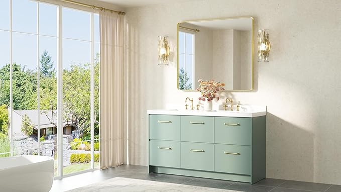 TETOTE Gold Vanity Mirror 42 x 36 Brushed Gold Metal Framed Vanity Mirror - Image 8