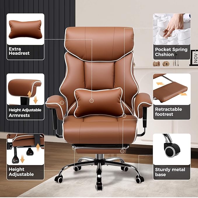 GTRACING Big and Tall Gaming Chair 400lbs Heavy Duty Office Chair - Image 4