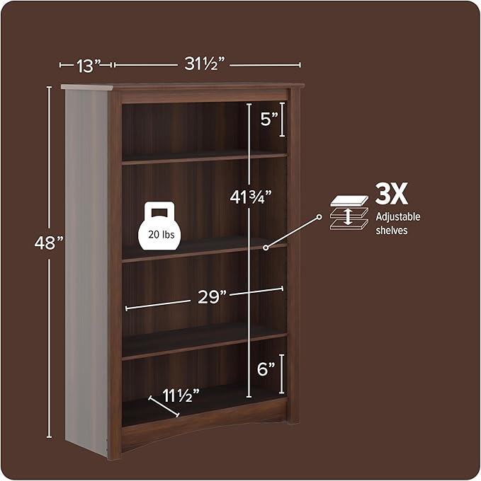 Prepac Sonoma 4-Tier Bookcase 48"H - Image 3