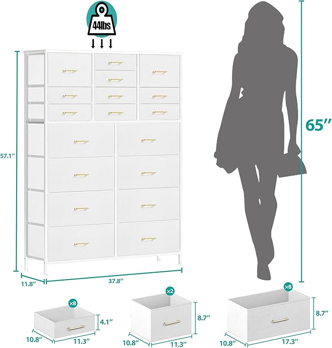 Large Dresser for Bedroom with 18 Drawers, Tall Fabric Storage Cabinet - Image 3
