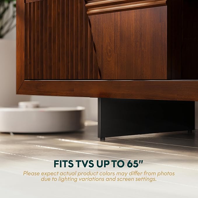 Bme Trapeze TV Stand for Living Room – Wooden Media Console - Image 6
