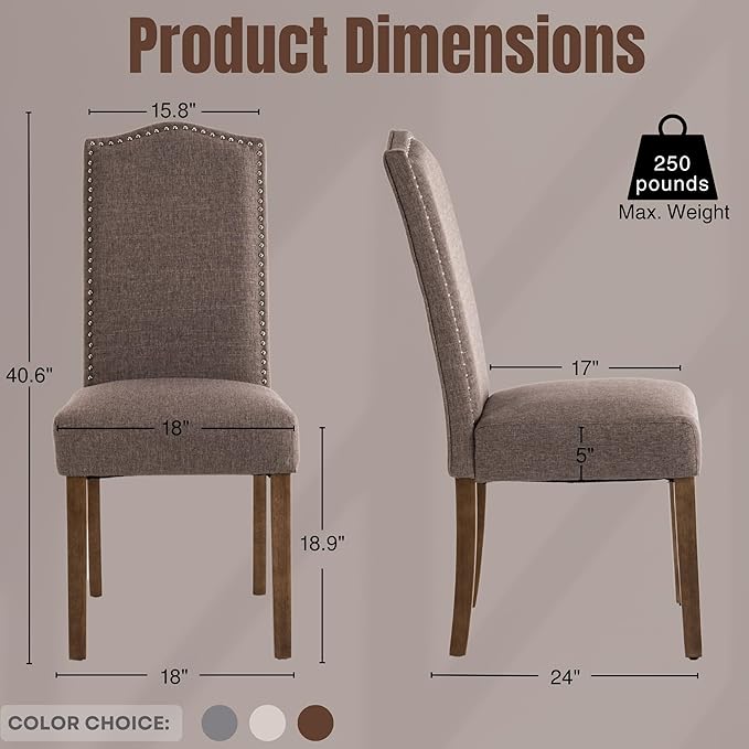 Stylish Upholstered Parsons Dining Chair Kitchen - Image 3