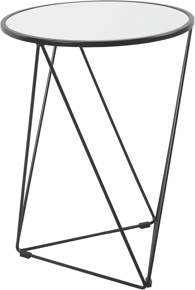 HomePop Metal Accent Table Triangle Base Round Mirror Top, 18D x 18W x 24H - Image 3