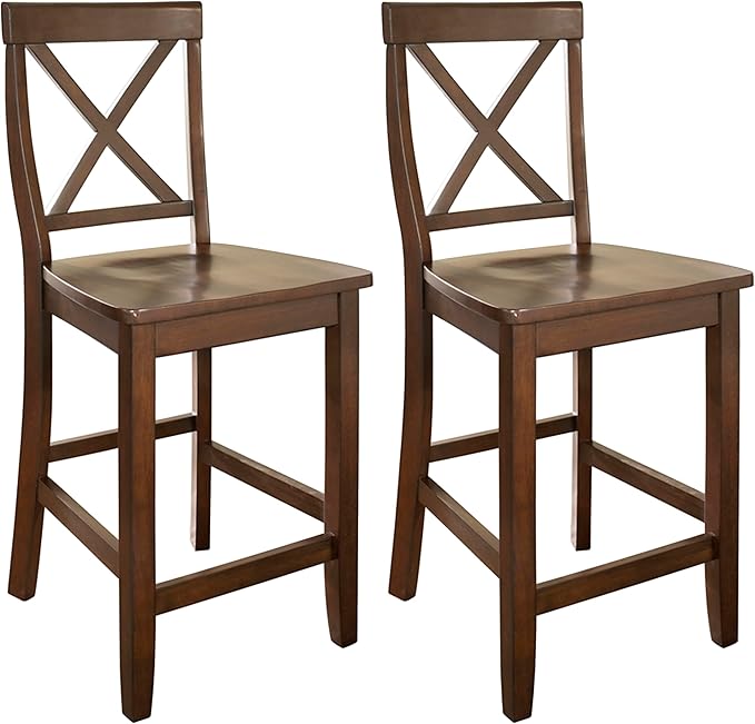 Crosley Furniture X-Back Wood Counter Height Bar Stools Set of 2, Vintage by CrosleyFurniture