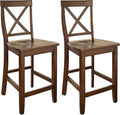 Crosley Furniture X-Back Wood Counter Height Bar Stools Set of 2, Vintage by CrosleyFurniture