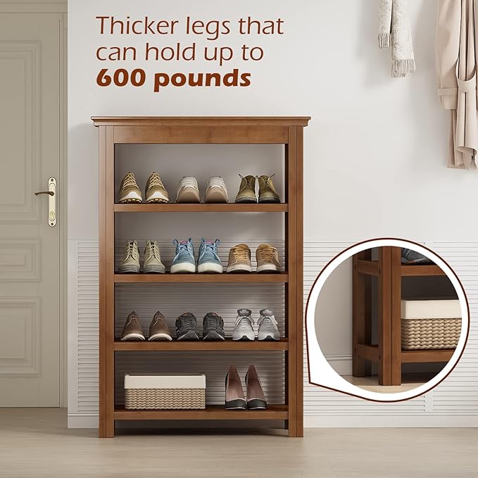 Bamworld Shoe Rack for Front Door Entrance Bamboo Shoe Organizer Free Standing - Image 4