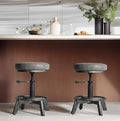 Vintage Short Bar Stools Swivel PU Seat 15-21inch Height Adjustable Extra Guest by BOKKOLIK