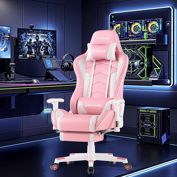 GTPLAYER Gaming Chair with Bluetooth Speakers and Footrest, Ergonomic Gamer - Image 2